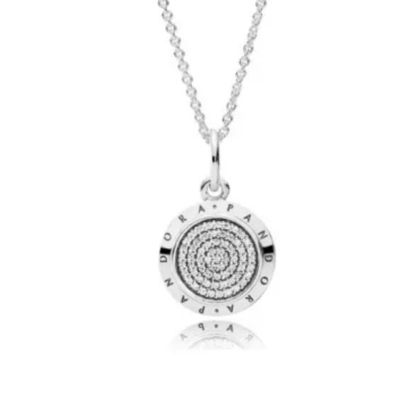 Pandora Signature Silver Circular Pendant Necklace - Picture 3 of 6
